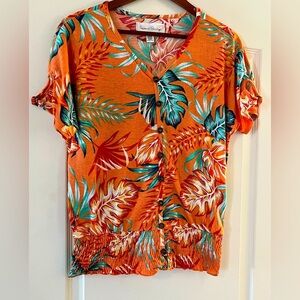 French Laundry Tropical Short Sleeve Summer Blouse Women’s Size Medium